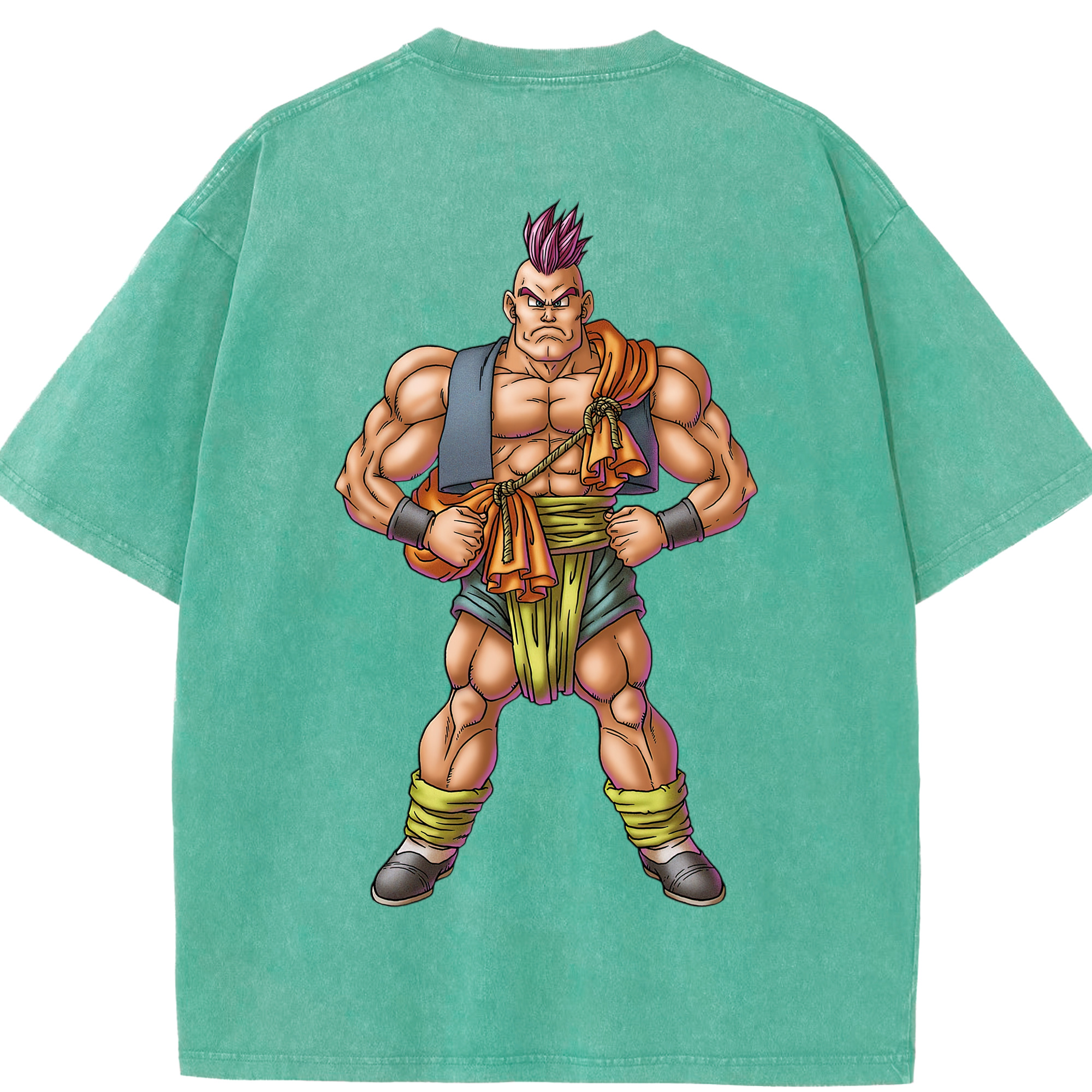 （画像用） ドラゴンクエスト Doragon Kuesuto Dragon Quest 綿100% ヴィンテージ風 半袖Tシャツ（背面プリント）